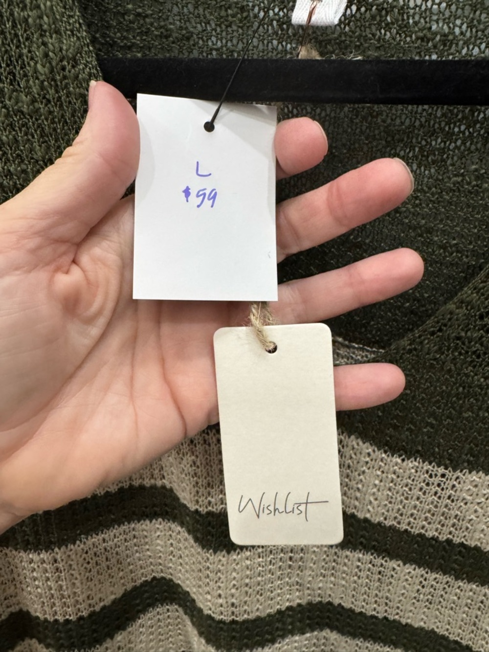 NWT Wishlist Olive Green Striped Knit Sweater | Cozy Soft Pullover - Picture 4 of 4